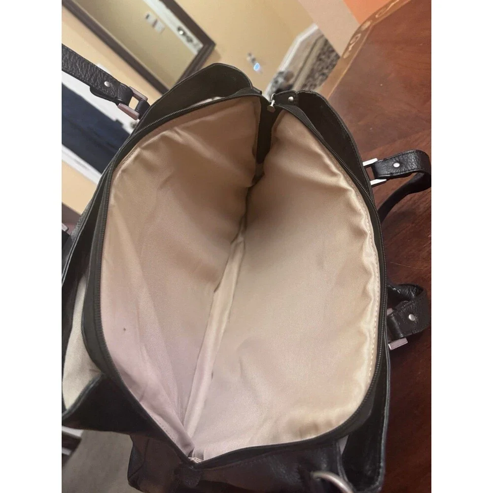 CLARKS Distressed Heavy Duty Black Leather large Laptop Bag